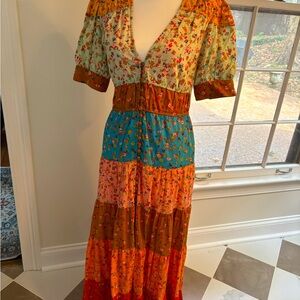 Anthropologie cotton floral maxi medium